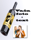 Ovocné víno - Foto víno vlastný text a obrázok 0,75L (Zlatý podklad)