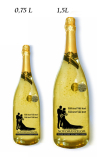Darčeková fľaša -  Zlaté šumivé priehľadná  - Novomanželom