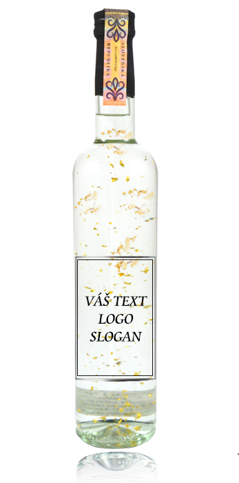 Darčeková fľaša - Vodka so zlatom - Personalizovaná - Váš text (priehľadná)