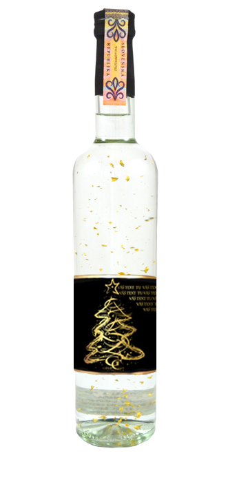 0,5 L Darčeková fľaša - Borovička so zlatom-  Vianočná Váš text