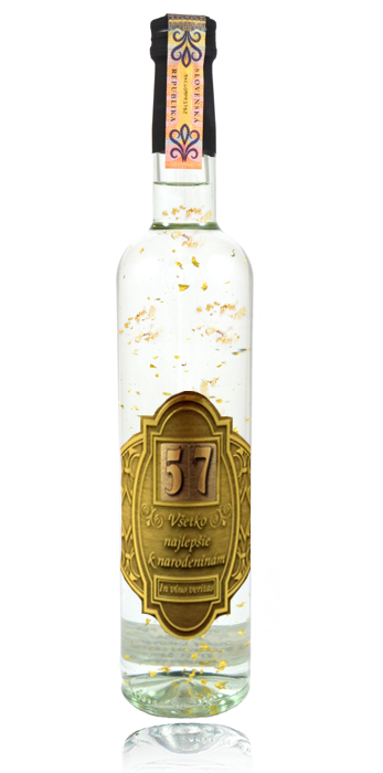 Darčeková fľaša - Borovička so zlatom  Narodeniny (0-99) rokov