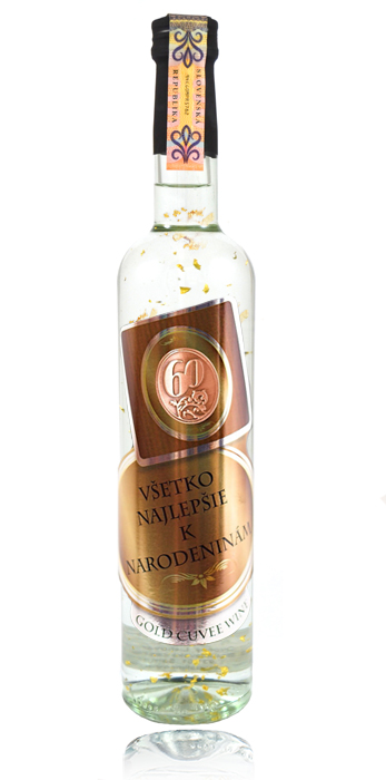 Darčeková fľaša - Borovička so zlatom narodeniny medená etiketa (0-90)