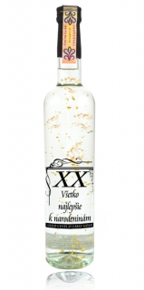 Darčeková fľaša - Vodka so zlatom - Personalizovaná narodeniny priehľadná (0-99)