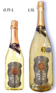Darčeková fľaša - (0-90) rokov Zlaté šumivé - Narodeniny kovová etiketa
